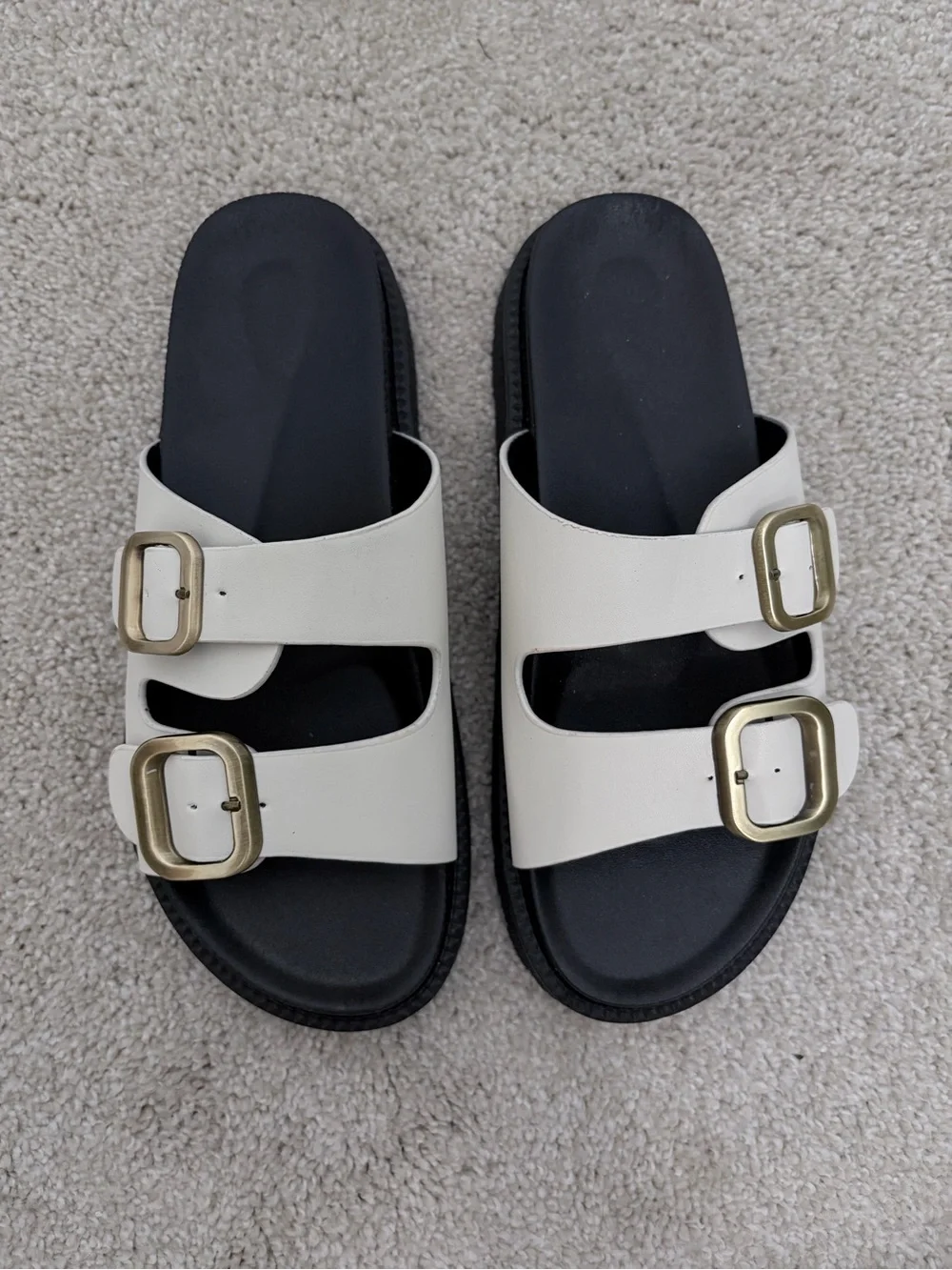 Brand new never worn Women’s White Double-Buckle Slide Sandals